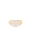 Brass "Mama" With Color Signet Open Ring Gold Black - Pack of 6