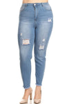 Plus Size Mid-Rise Distressed Denim Jeans - Pack of 6