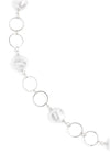 Round Pearl Link Chain Necklace Silver Cream - Pack of 6