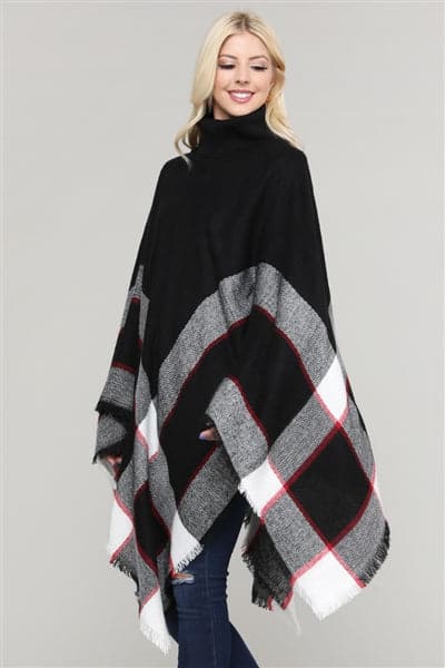 Women Pull Over Color-Blocked Poncho Black - Pack of 6