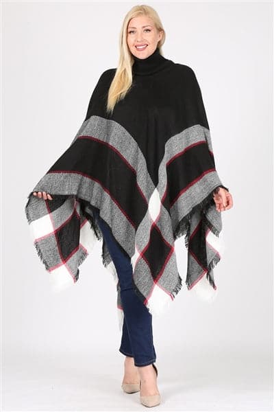 Plus Size Pull Over Poncho Black - Pack of 6