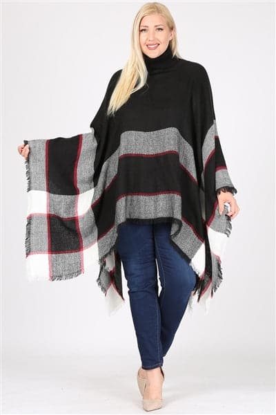 Plus Size Pull Over Poncho Black - Pack of 6