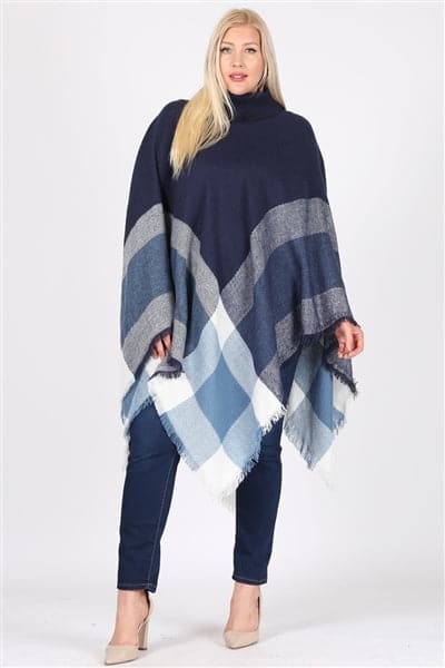 Plus Size Pull Over Poncho Navy - Pack of 6