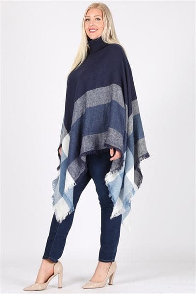 Plus Size Pull Over Poncho Navy - Pack of 6