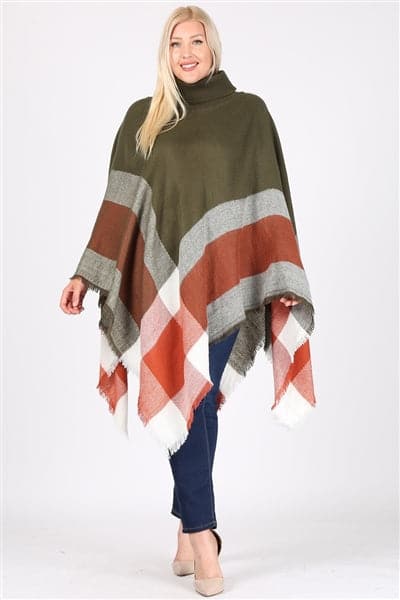 Plus Size Pull Over Poncho Olive - Pack of 6