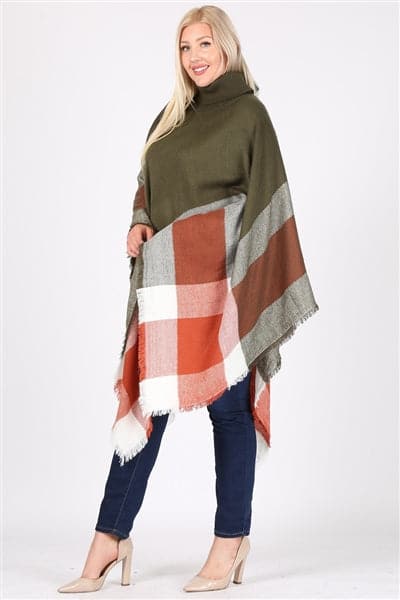 Plus Size Pull Over Poncho Olive - Pack of 6