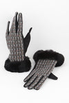 Houndstooth Bow Smart Gloves Gray - Pack of 6