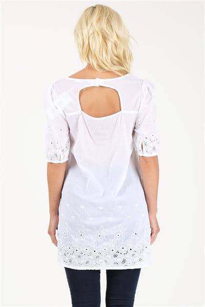 Woven Floral Short Dress White - Pack of 6