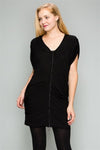 Knit Zipper Front Tunic Dress Black - Pack of 6
