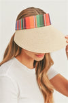 Color Striped Serape Visor Hat Beige - Pack of 6