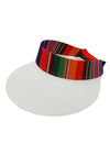 Color Striped Serape Visor Hat White - Pack of 6