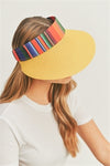 Color Striped Serape Visor Hat Yellow - Pack of 6