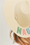Sequin Letter Nauti Panama Hat Beige - Pack of 6