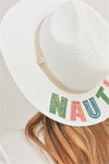 Sequin Letter Nauti Panama Hat White - Pack of 6