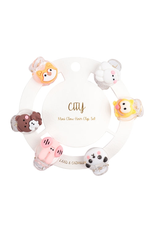 Cute Animals Kids Claw Pin Set Hair Accessories Multicolor - Pack of 6