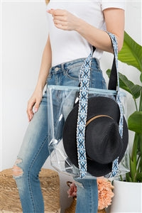 Hat Carrying Clear Tote Bag Navy - Pack of 6