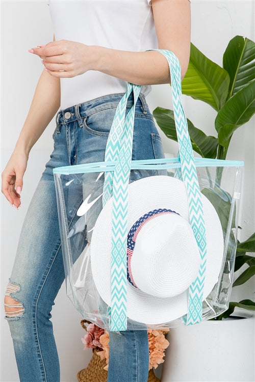 Hat Carrying Clear Tote Bag Mint - Pack of 6