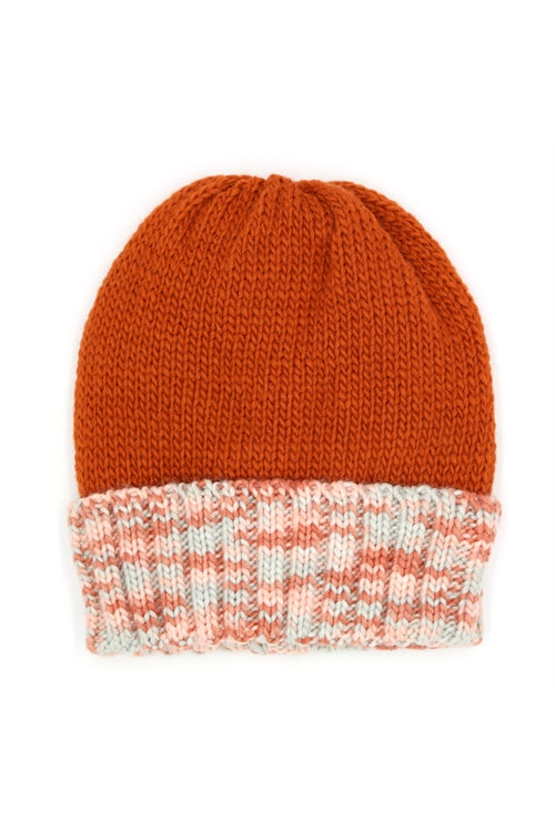 Multicolor Band Fleece Beanie Rust - Pack of 6