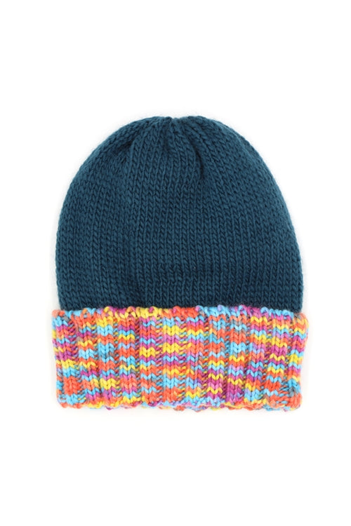 Multicolor Band Fleece Beanie Teal - Pack of 6