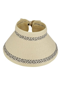 Two Patterns Line Roll Up Sun Visor Hat Beige - Pack of 6