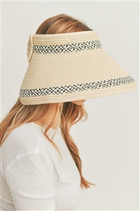 Two Patterns Line Roll Up Sun Visor Hat Beige - Pack of 6