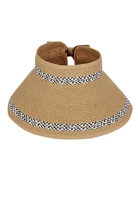 Two Patterns Line Roll Up Sun Visor Hat Taupe - Pack of 6