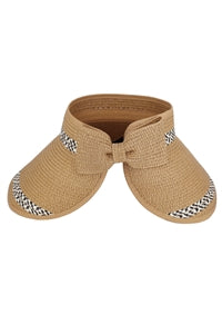 Two Patterns Line Roll Up Sun Visor Hat Taupe - Pack of 6