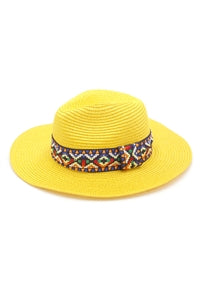 Aztec Band Panama Hat Yellow - Pack of 6