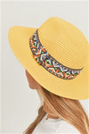 Aztec Band Panama Hat Yellow - Pack of 6
