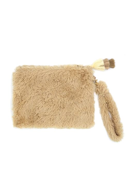 Faux Tassel Pouch With Wristlet Taupe - Pack of 6