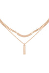Chain Layered Bar Pendant Necklace Matte Gold - Pack of 6