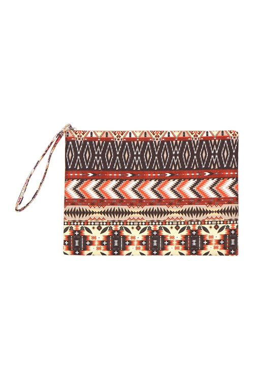 Aztec Pattern Pouch Brown - Pack of 6