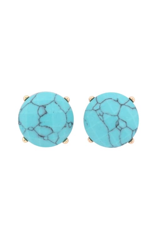 Faceted Natural Stone Post Earrings Turquoise - Pack of 6