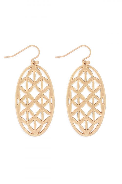 Oval Filigree Drop Earrings Gold - Pack of 6