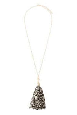 Gold Leopard Skin Printed Leather Tassel Necklace -  Pack of 6