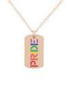Pride Letter Tag Pendant Brass Necklace Gold Multicolor - Pack of 6