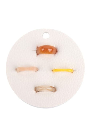 Pearl FIMO Bear Multi Stackable Ring Gold Yellow - Pack of 6