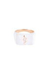 "Mama" Heart Color Signet Open Brass Ring Gold White - Pack of 6