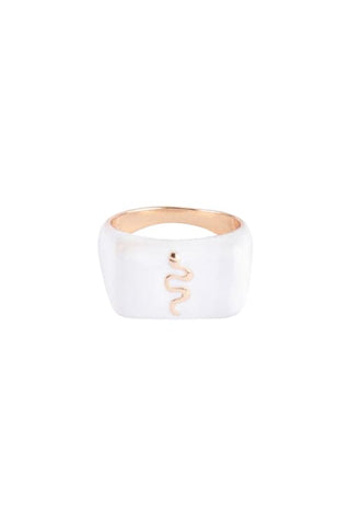 "Mama" Heart Color Signet Open Brass Ring Gold White - Pack of 6