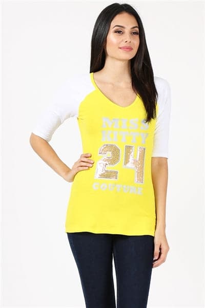 Juniors V-Neck Sport Tee Yellow - Pack of 6