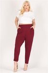 High Waist Plus Size Relaxed Fit Pants Burgundy - Pack of 6