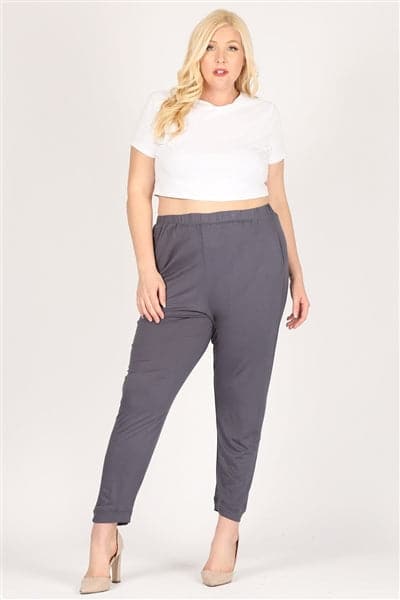 High Waist Plus Size Relaxed Fit Pants Charcoal - Pack of 6