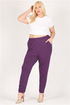 High Waist Plus Size Relaxed Fit Pants Burgundy - Pack of 6