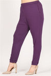 High Waist Plus Size Relaxed Fit Pants Plum - Pack of 6