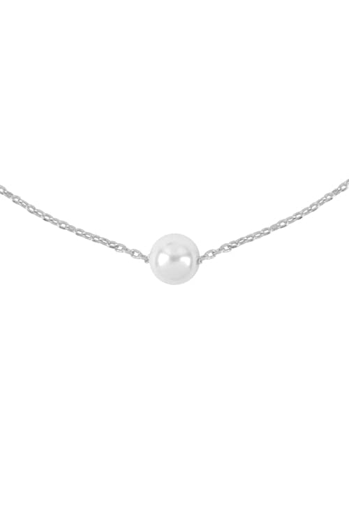 Pearl Dainty Minimalist Necklace Silver White - Pack of 6