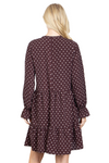 V-Neck Long Sleeve Polka Dot Mini Dress Brown - Pack of 7