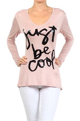 Wholesale V-neck Screen Printed Top Pink - Pack of 6