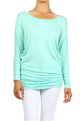 Wholesale Dolman Sleeve Shirred Side Top Mint - Pack of 6