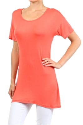 Wholesale Short Sleeve T-Shirt Dress Coral - Pack of 6