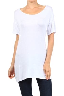 Wholesale Short Sleeve T-Shirt Dress White - Pack of 6